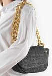 Chunky Gold Chain Iconic Straw Bag